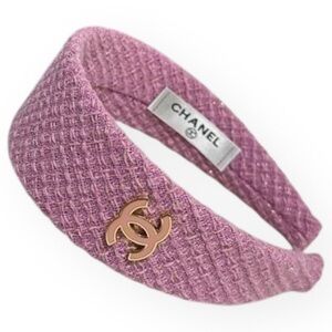 CHANEL Headband Pink/CC Logo Wide Beaute HB W Side Logo & Original Box